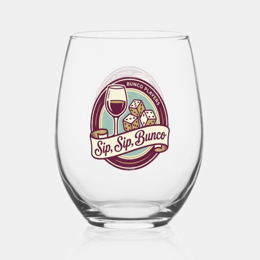 Funny Sip Wine Dice Bunco ステムなしワイングラス (正面)