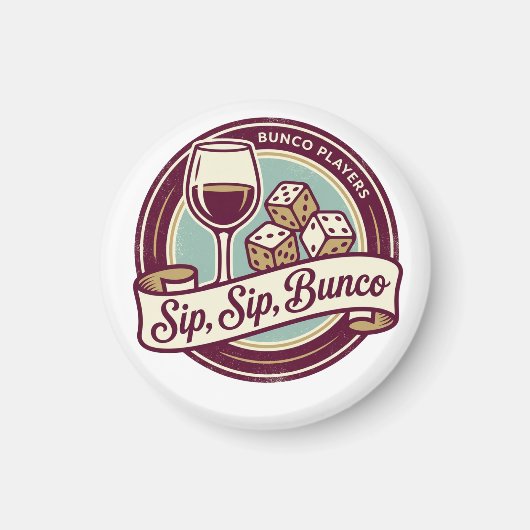 Funny Sip Wine Dice Bunco  マグネット (正面)