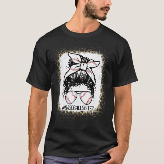 Funny Sister Messy Bun Baseball Sunglasses Sister' Tシャツ (正面)