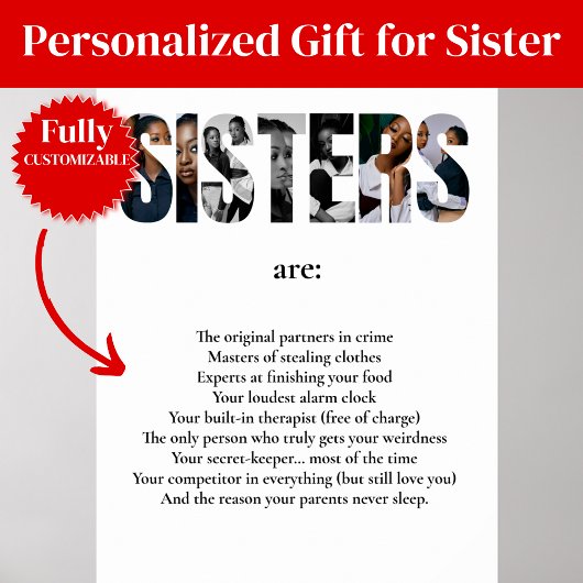 Funny SISTERS Poster – Hilarious Gift for Sister ポスター
