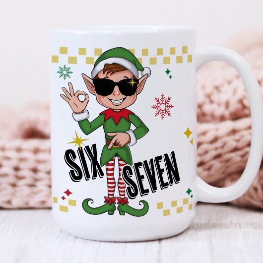 Funny Six Seven 67 6 7 Meme Christmas Elf Holiday コーヒーマグカップ