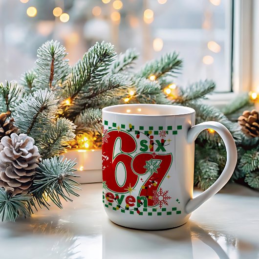 Funny Six Seven 67 6 7 Meme Fun Christmas 15 oz コーヒーマグカップ