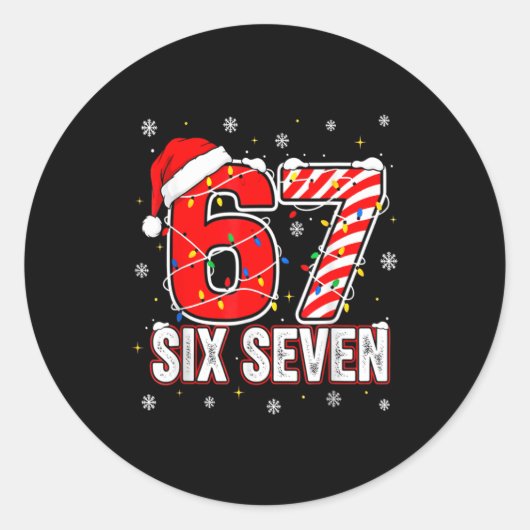 Funny Six Seven 67 Christmas Holiday Women Kids Xm ラウンドシール (正面)