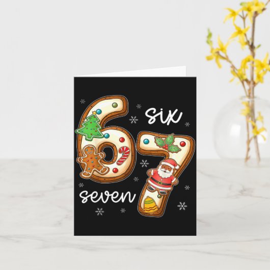 Funny Six Seven 67 Gingerbread Christmas Boys Xmas カード (黄色い花)