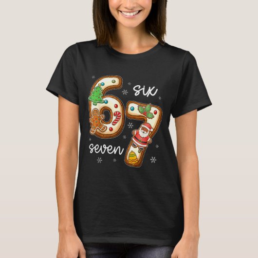 Funny Six Seven 67 Gingerbread Christmas Boys Xmas Tシャツ (正面)