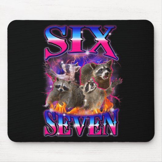 Funny Six Seven 67 Meme 67 Racoon Meme Bootleg Gra マウスパッド (正面)