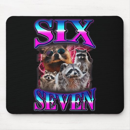 Funny Six Seven 67 Meme 67 Racoon Meme Bootleg Gra マウスパッド (正面)