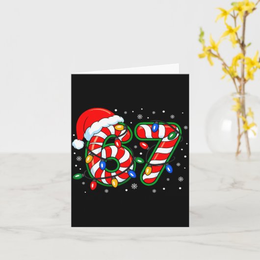 Funny Six Seven 67 Meme 6 7 Christmas Candy Cane B カード (黄色い花)
