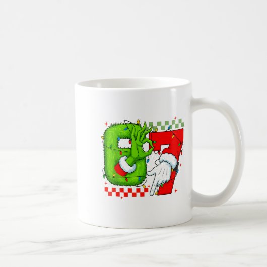 Funny Six Seven 67 Meme 6 7 Christmas Elf Hand Boy コーヒーマグカップ (右)