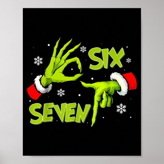 Funny Six Seven 67 Meme 6 7 Christmas Elf Hand Boy ポスター (正面)