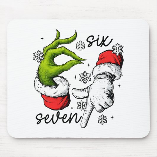 Funny Six Seven 67 Meme 6 7 Christmas Elf Hand Boy マウスパッド (正面)