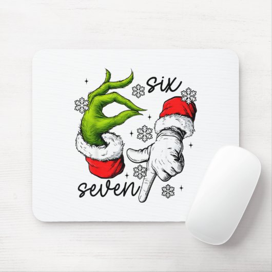 Funny Six Seven 67 Meme 6 7 Christmas Elf Hand Boy マウスパッド (マウス)