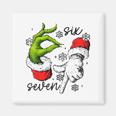 Funny Six Seven 67 Meme 6 7 Christmas Elf Hand Boy マグネット (正面)