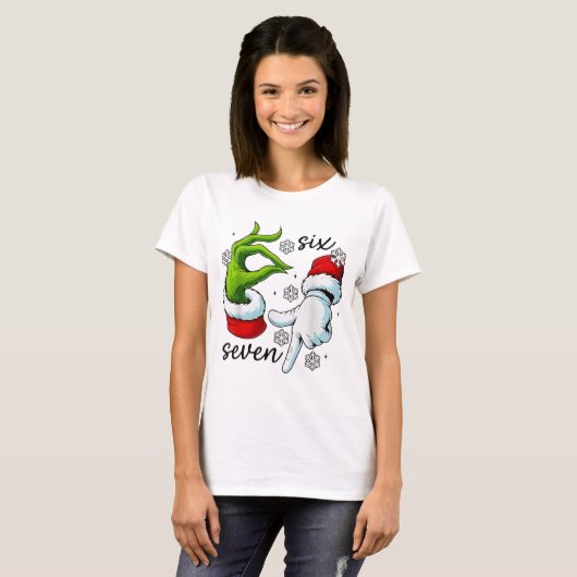 Funny Six Seven 67 Meme 6 7 Christmas Elf Hand Boy Tシャツ (正面フル)