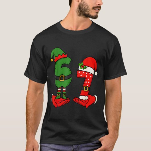 Funny Six Seven 67 Meme 6 7 Christmas Elf Hand Boy Tシャツ (正面)