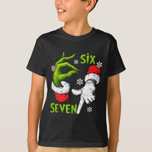 Funny Six Seven 67 Meme 6 7 Christmas Elf Hand Boy Tシャツ (正面)