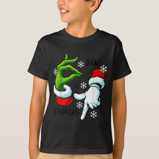 Funny Six Seven 67 Meme 6 7 Christmas Elf Hand Boy Tシャツ (正面)