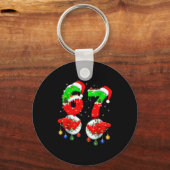 Funny Six Seven 67 Meme 6 7 Christmas Santa Hand B キーホルダー (正面)