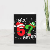 Funny Six Seven 67 Meme 6 7 Elf Santa Christmas Pa カード (正面)