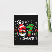 Funny Six Seven 67 Meme 6 7 Elf Santa Christmas Pa カード (正面)