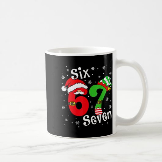 Funny Six Seven 67 Meme 6 7 Elf Santa Christmas Pa コーヒーマグカップ (右)