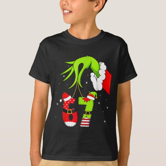 Funny Six Seven 67 Meme 6 7 Elf Santa Christmas Pa Tシャツ (正面)