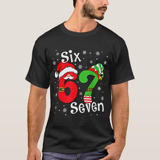 Funny Six Seven 67 Meme 6 7 Elf Santa Christmas Pa Tシャツ (正面)