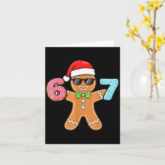 Funny Six Seven 67 Meme 6 7 Gingerbread Christmas  カード (黄色い花)