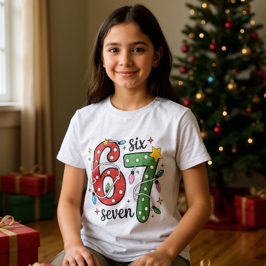 Funny Six Seven 67 Meme Christmas Lights Kids トライブレンドTシャツ