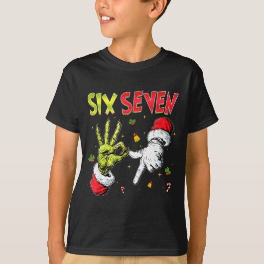 Funny Six Seven 67 Meme Monster Santa Christmas Pa Tシャツ (正面)