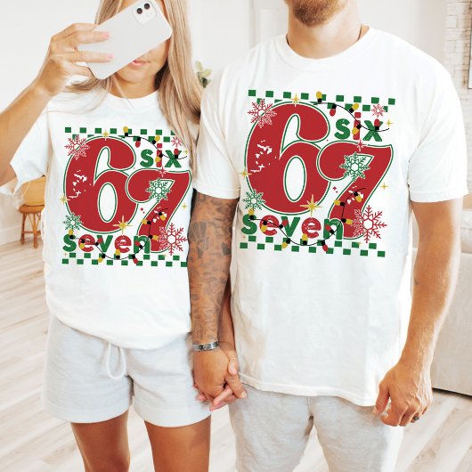 Funny Six Seven 67 Meme Retro Matching Xmas Humor Tシャツ