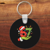 Funny Six Seven 67 Meme Santa Christmas Brainrot P キーホルダー (正面)