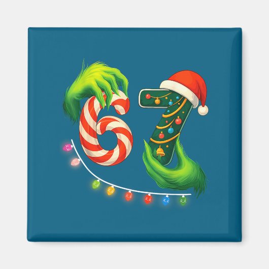 Funny Six Seven 67 Meme Santa Christmas Brainrot P マグネット (正面)