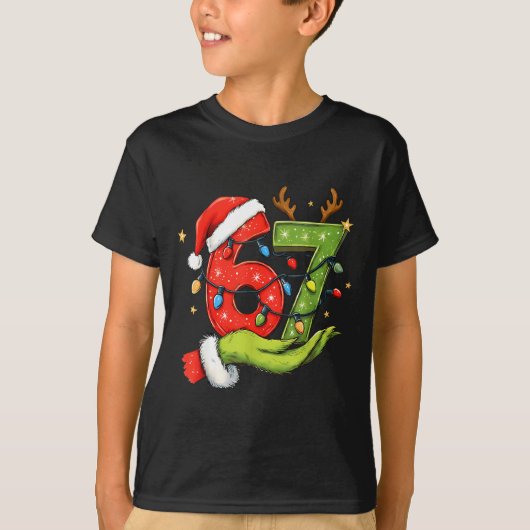 Funny Six Seven 67 Meme Santa Christmas Brainrot P Tシャツ (正面)