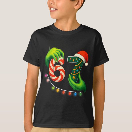 Funny Six Seven 67 Meme Santa Christmas Brainrot P Tシャツ (正面)