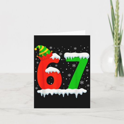 Funny Six Seven 67 Meme Saying 6 7 Elf Christmas T カード (正面)
