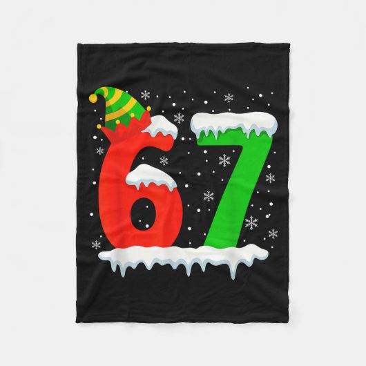 Funny Six Seven 67 Meme Saying 6 7 Elf Christmas T フリースブランケット (正面)