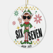Funny Six Seven 67 Meme Xmas Elf Holiday Custom セラミックオーナメント (左)