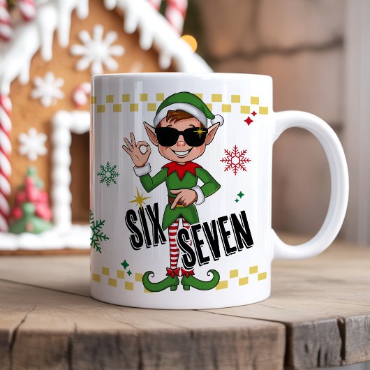 Funny Six Seven 67 Meme Xmas Elf Holiday Humor コーヒーマグカップ