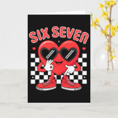 Funny Six Seven 67 Valentine Day Heart Men Boys Ki カード (黄色い花)