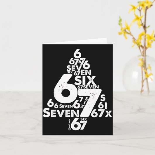 Funny Six Seven 6 7 Christmas Tree Meme Christmas  カード (黄色い花)