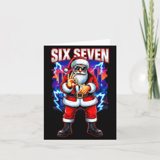Funny Six Seven 6 7 Meme 67 Santa Christmas Men Bo カード (正面)
