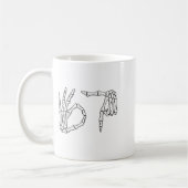 Funny Six Seven 6 7 Meme 67 Skeleton Hand Hallowee コーヒーマグカップ (左)