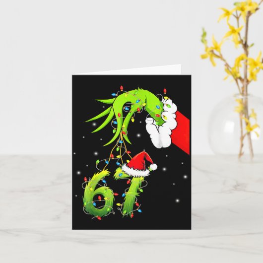 Funny Six Seven 6 7 Meme 67 Xmas Hand Christmas Co カード (黄色い花)