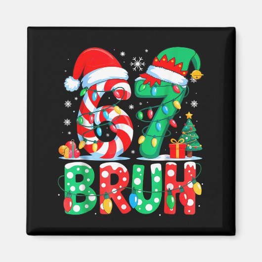 Funny Six Seven 6 7 Meme Christmas Family Xmas San マグネット (正面)