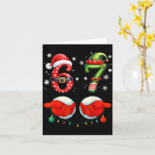 Funny Six Seven 6 7 Meme Christmas Humor Santa Elf カード (黄色い花)