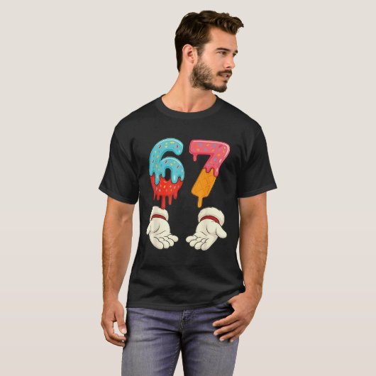 Funny Six Seven 6 7 Meme Christmas Ice Cream Drip  Tシャツ (正面フル)