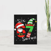 Funny Six Seven 6 7 Meme Christmas Santa Elf Numbe カード (正面)