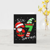 Funny Six Seven 6 7 Meme Christmas Santa Elf Numbe カード (黄色い花)