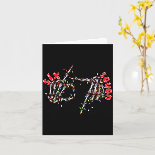 Funny Six Seven 6 7 Meme Couple Christmas Hand Ske カード (黄色い花)